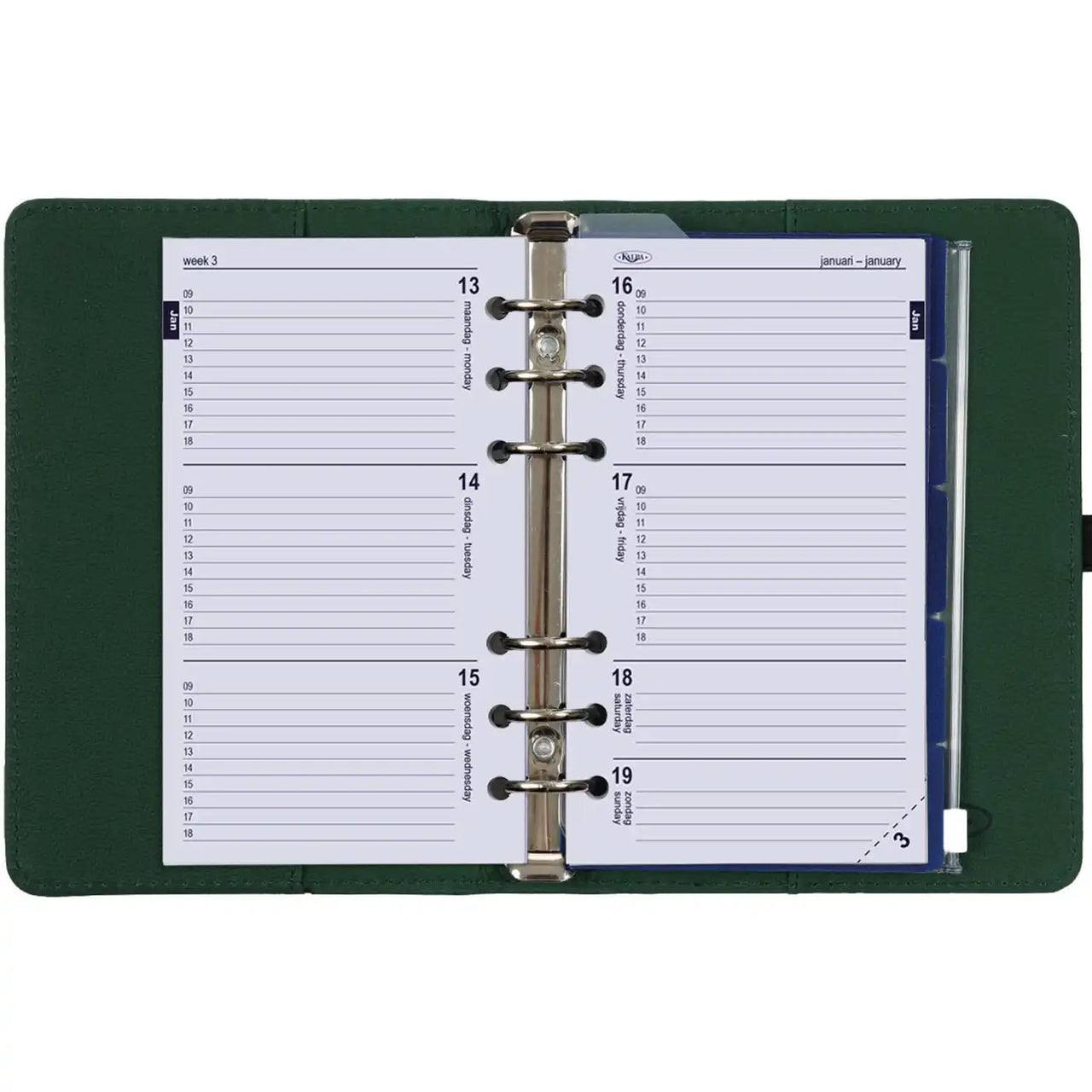 1111-19 Personal Ring Agenda Planner Forest Green