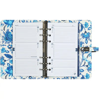 1111-78 Personal Ring Binder Agenda Blue Flowers