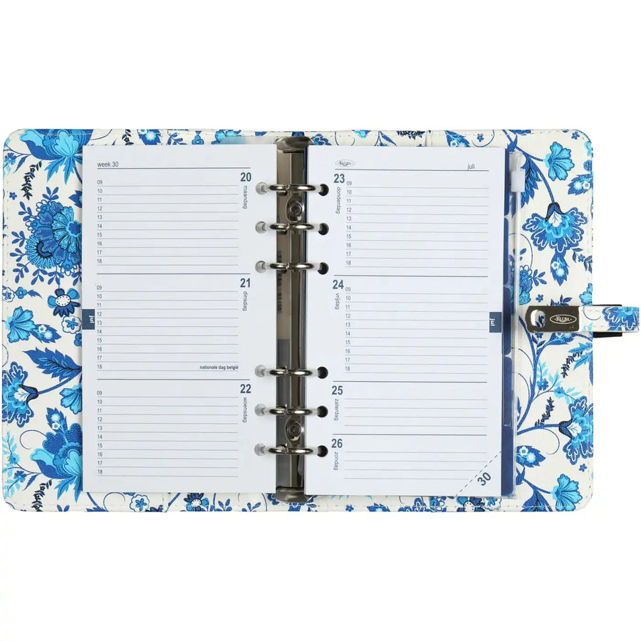 1111-78 Personal Ring Binder Agenda Blue Flowers