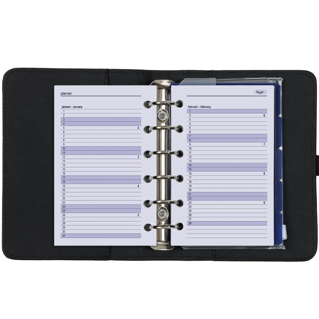 1311-01 6 Ring Planner Agenda Grain Black