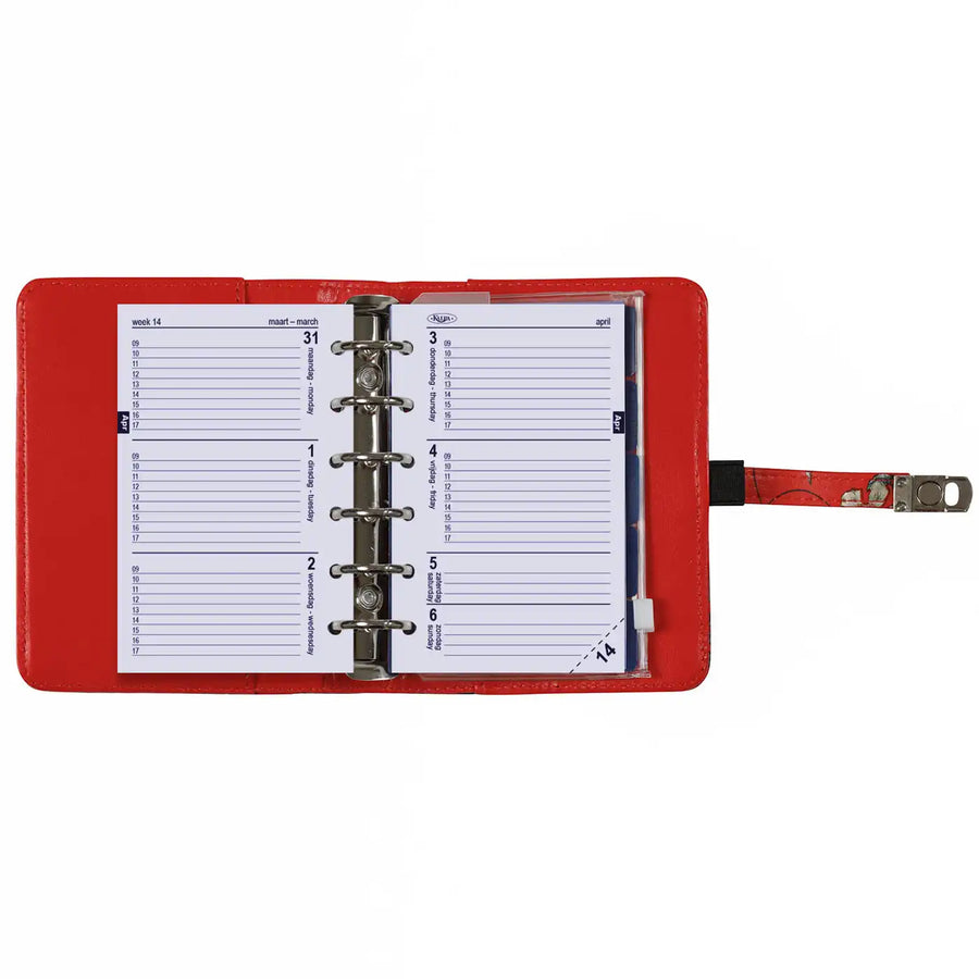 1311-04 Hervulbare Pocket 6 Ringband Planner Zee van bloemen rood
