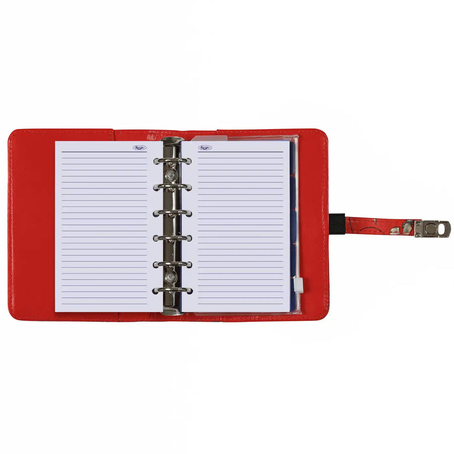 1311-04 Hervulbare Pocket 6 Ringband Planner Zee van bloemen rood