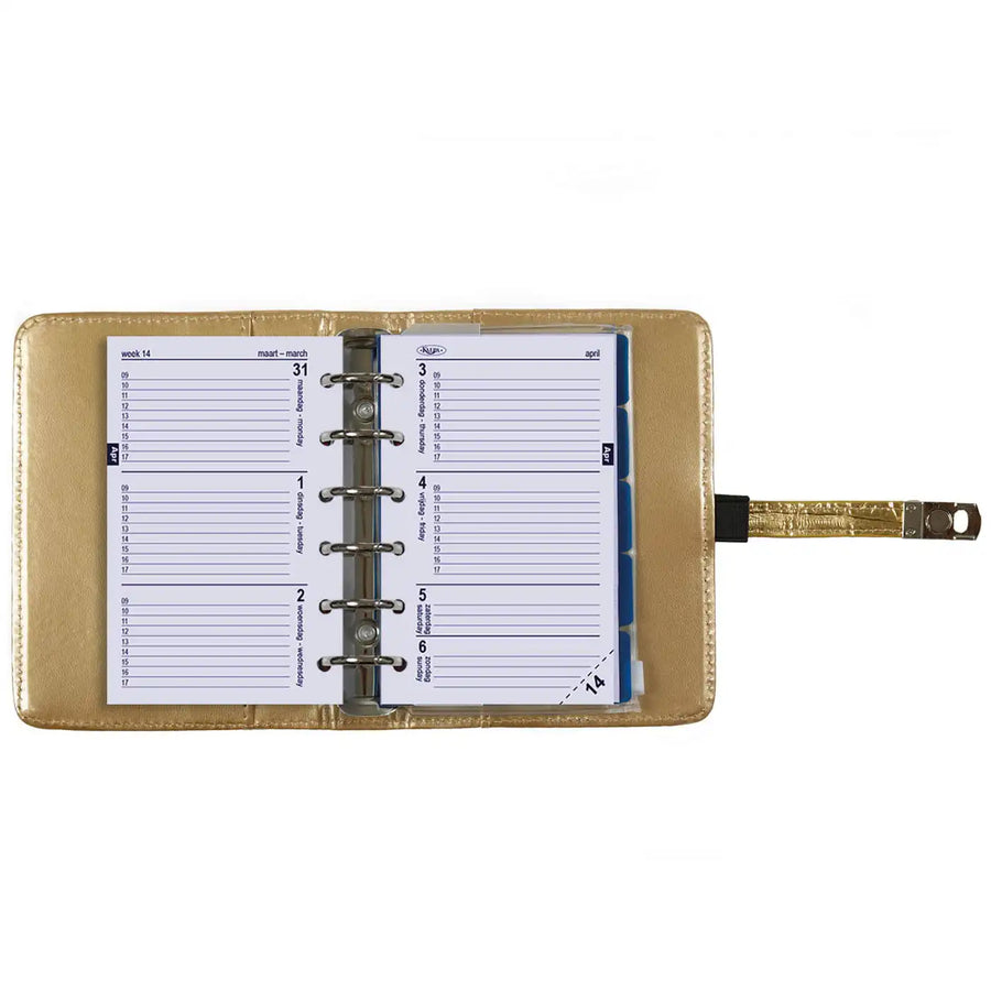 1311-14 Hervulbare Pocket Ringband Agenda Planner Croco Goud