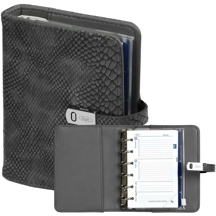 1311-76 Pocket Ring 6 Binder Organizer Croco Grey