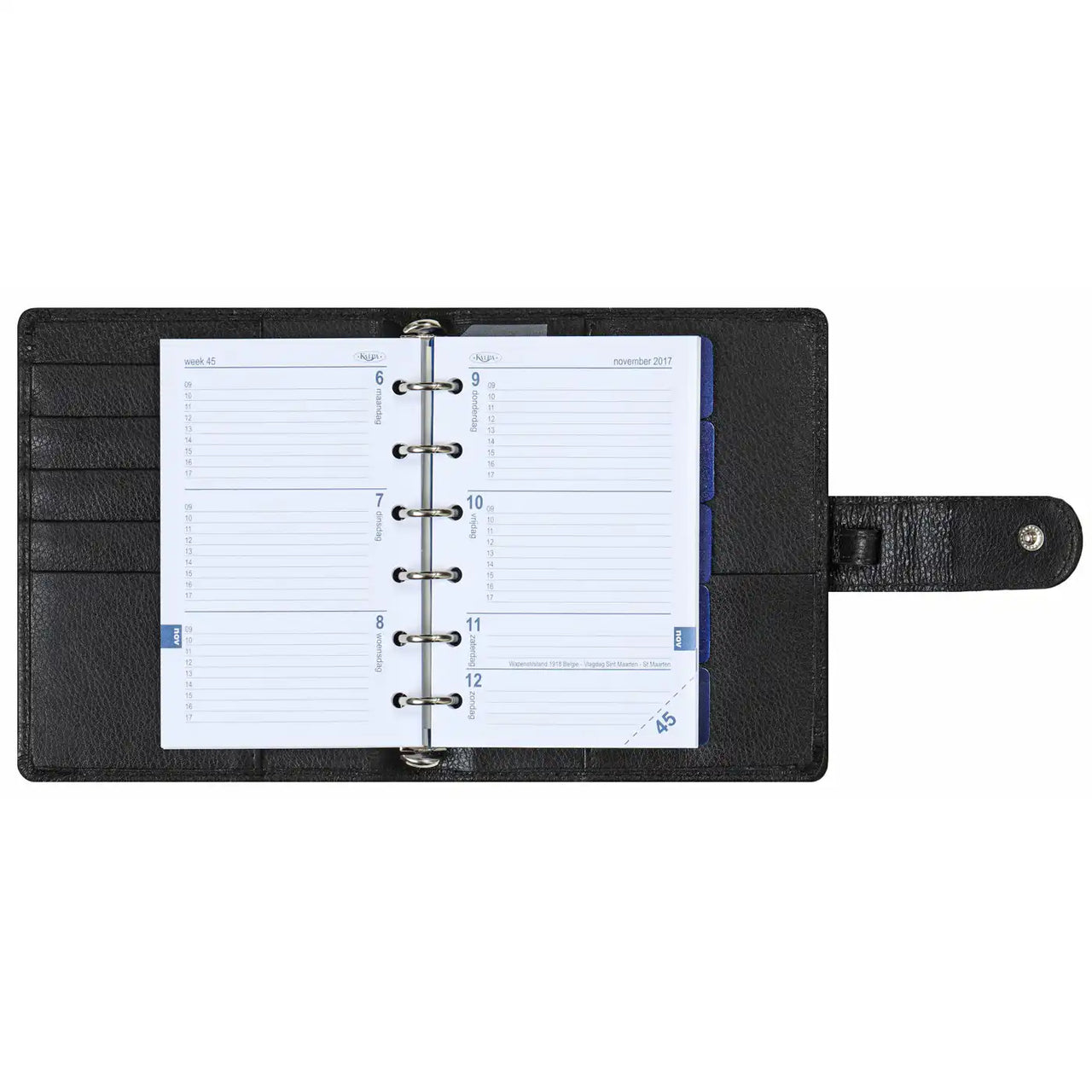 1311-Kz Refillable Pocket Planner Organizer Black Leather