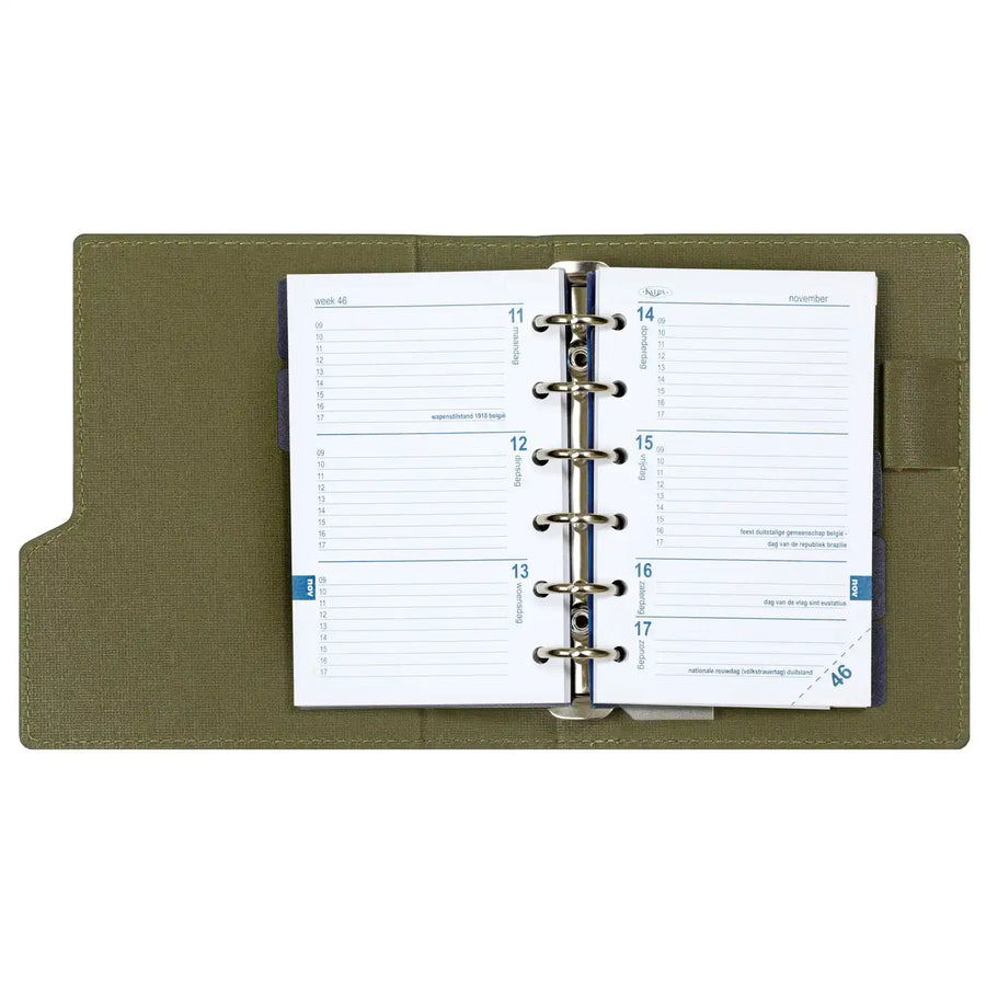 1316-66 Nachfullbarer Tasche Wochen Ringbuch Agenda Glanz Croco Grün