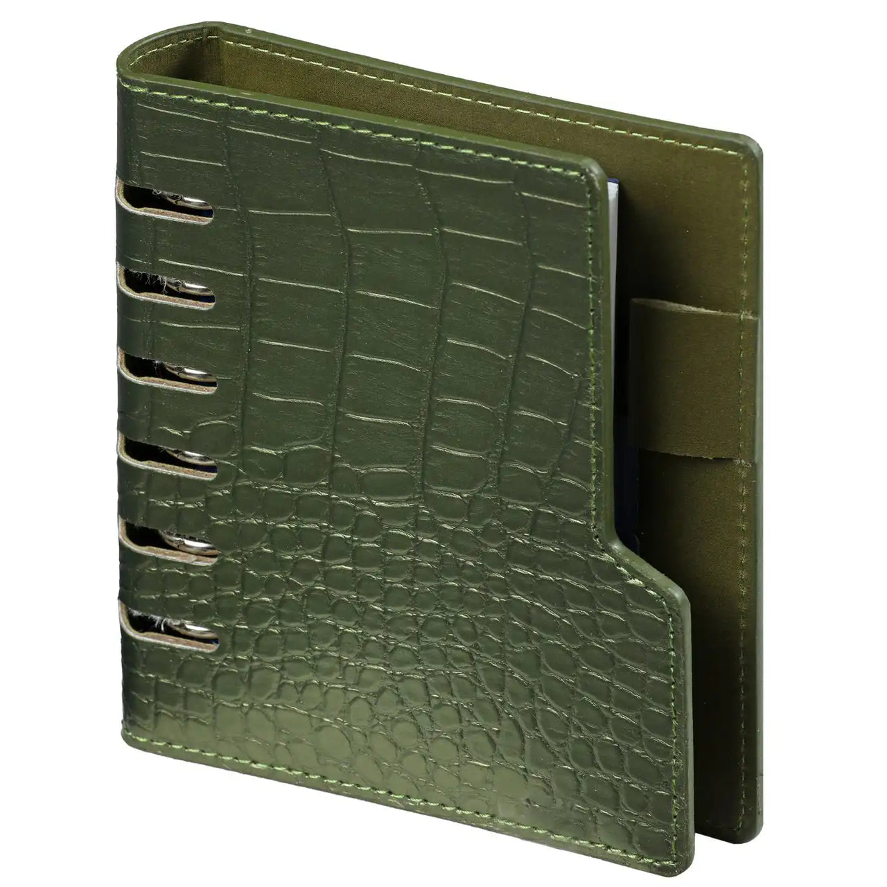 1316-66 Nachfullbarer Tasche Wochen Ringbuch Agenda Glanz Croco Grün