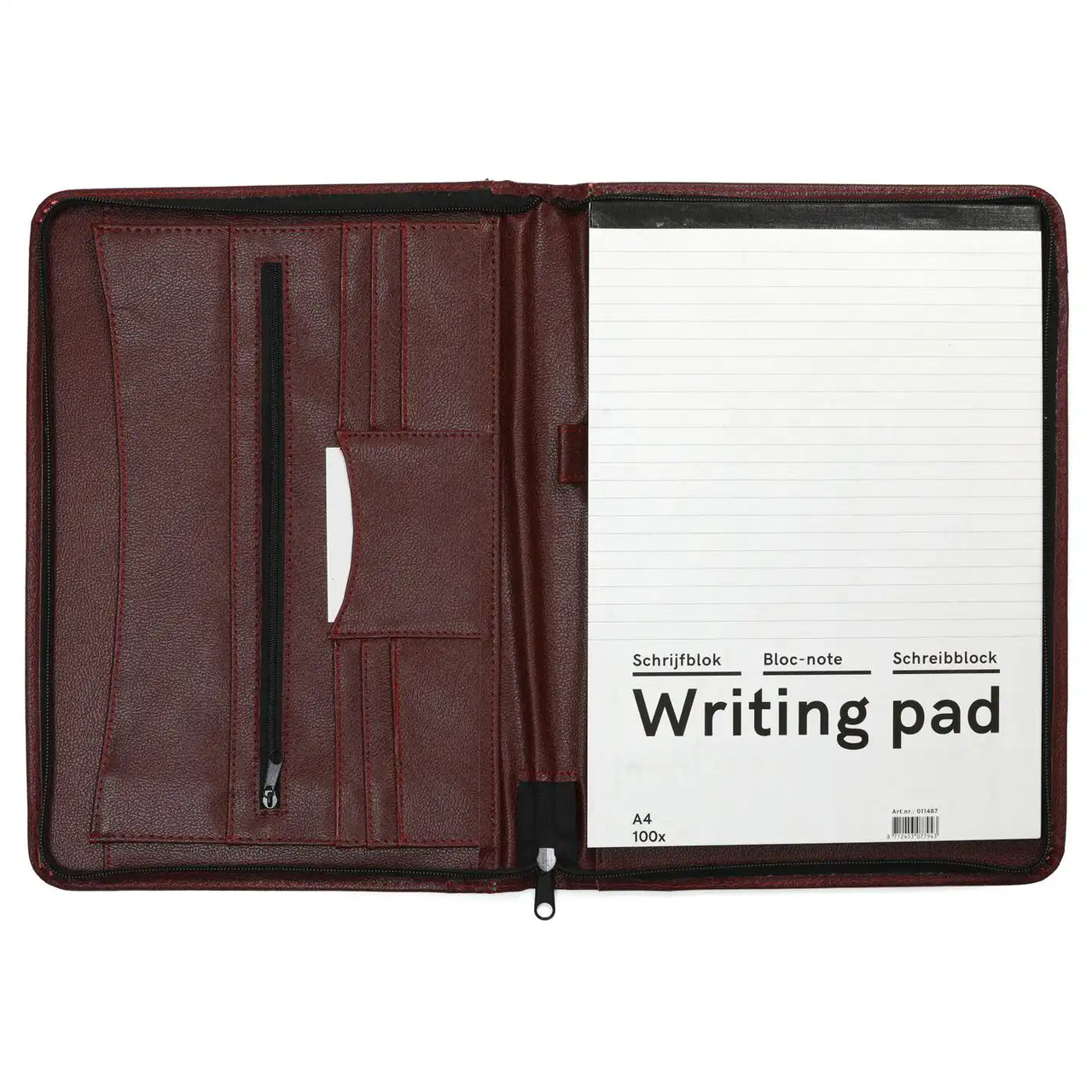 2400-69 A4 Alpstein Writing Folder met Zip Bourgondië