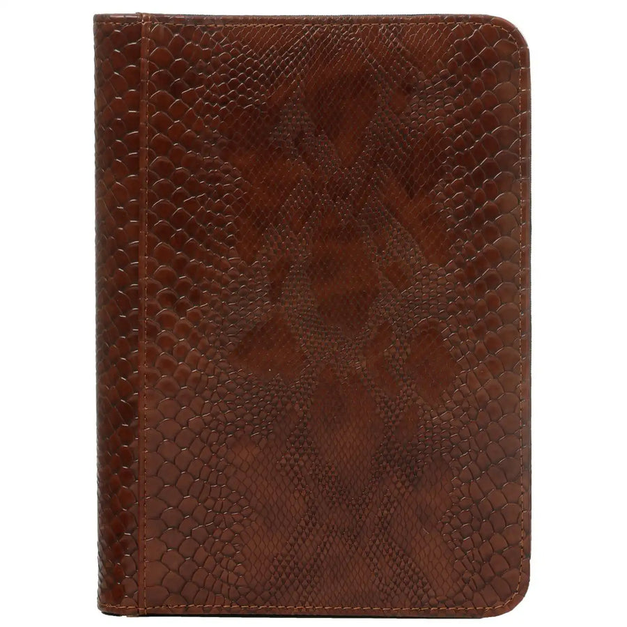 2500-74 A5 Schrijfmap met ritssluiting croco bruin