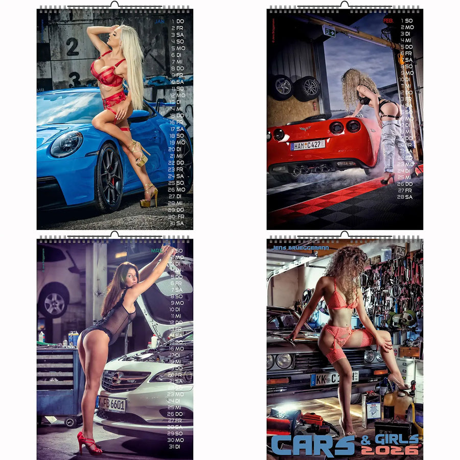 Erotic Cars and Girls A3 Calendars 2026 + CutePinups 2026 2027 + free 2025 Calendar