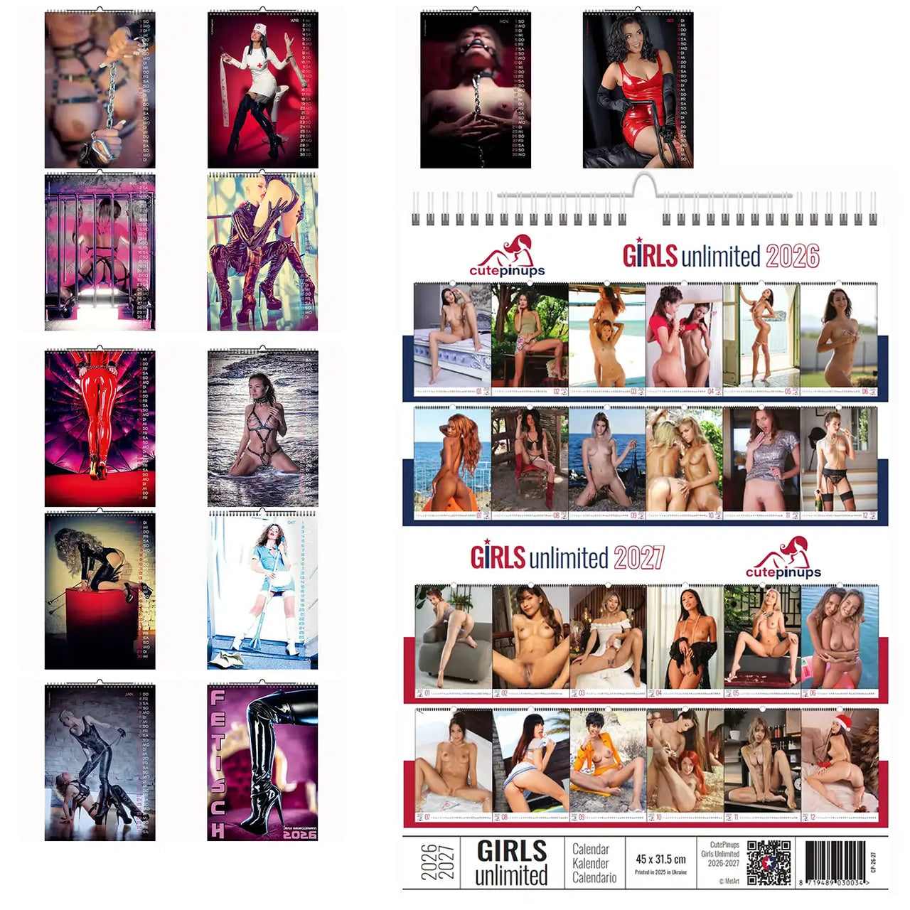 Fettisch Erotic A3 Backside 2026 + CutePinups 2026 2027 + free 2025 Calendar