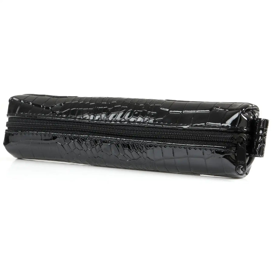 5401-61 Bodensee pennenetui met zip Croco Zwart