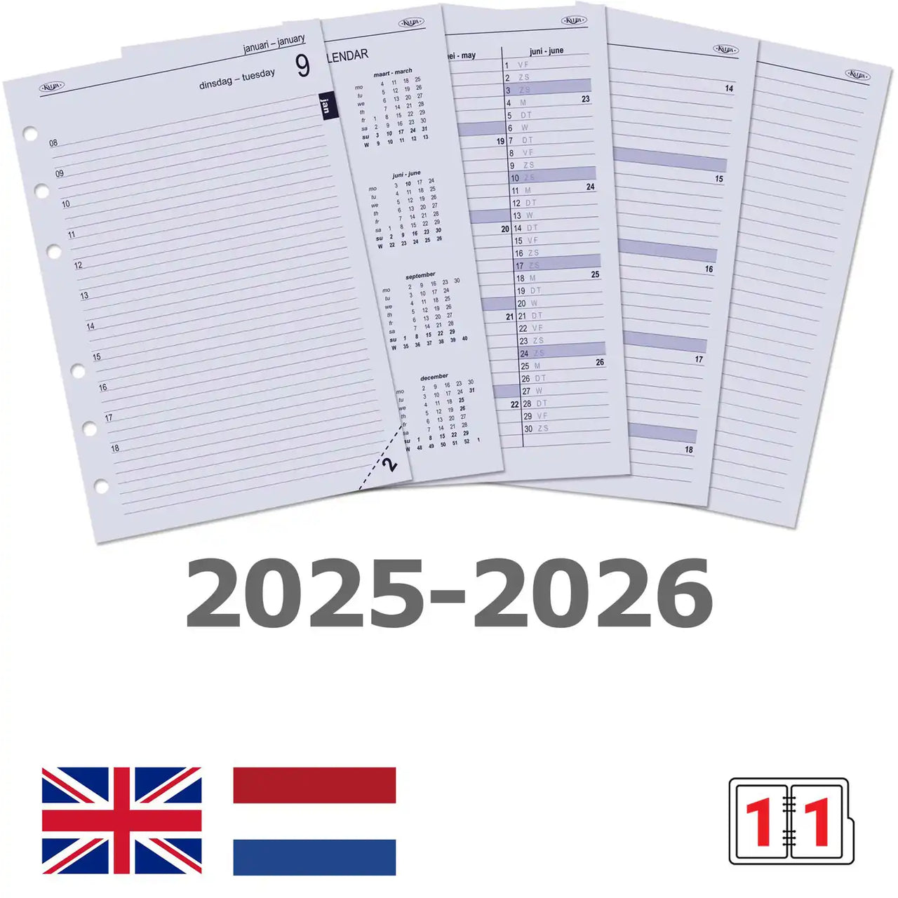 6201-25-26 210 x 144 mm A5 Planner Vulling en 2026 NL EN