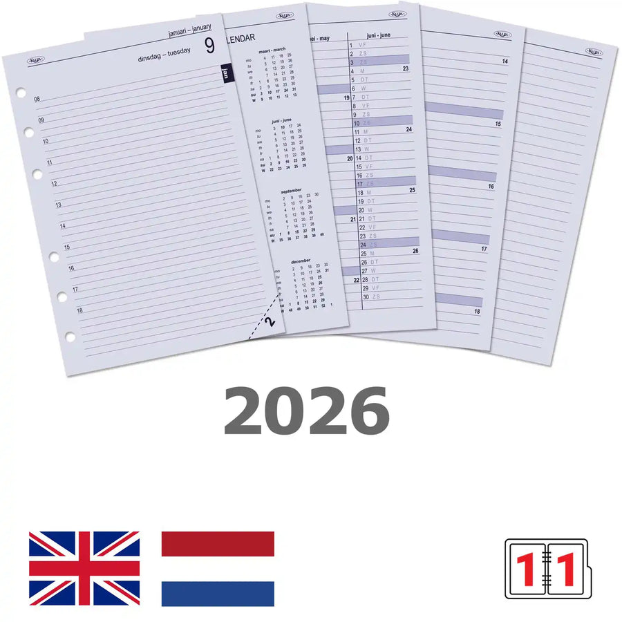 6201-26 210 x 144 mm A5 Planner Vulling 2026 NL EN