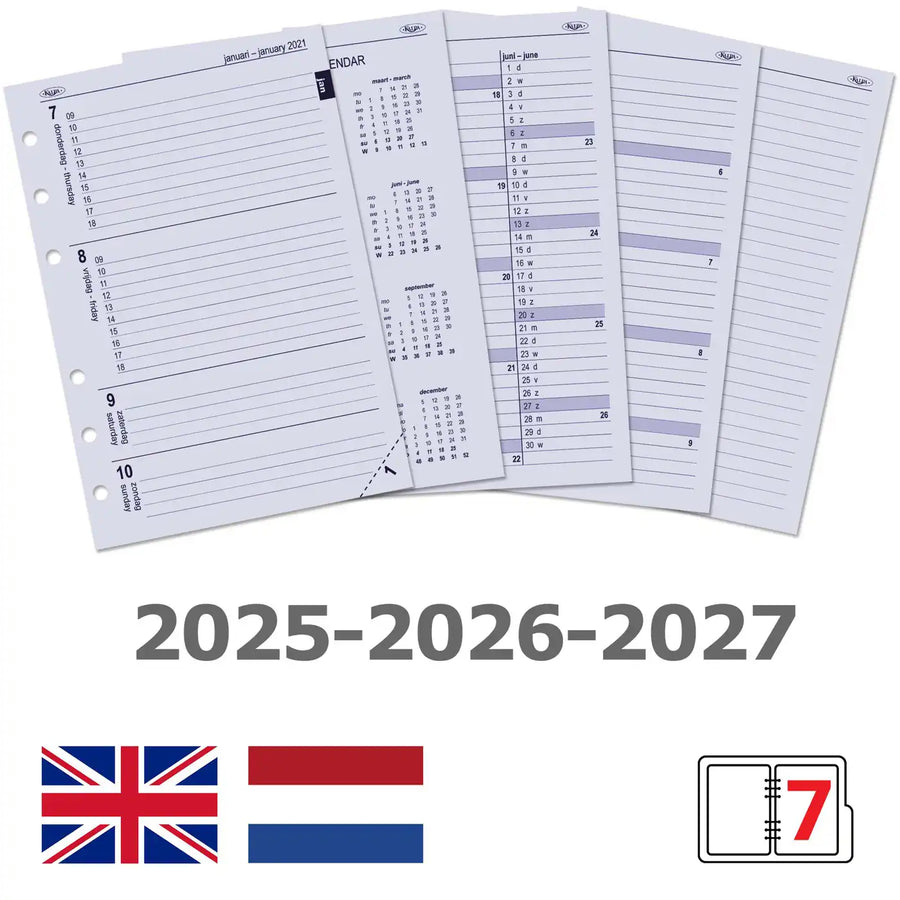 6207-25-26-27 210 x 144 mm A5 Organizer Papier NL EN 2026 2027