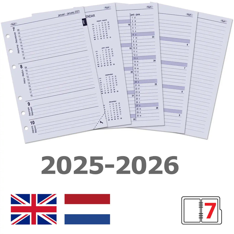 6207-25-26 210 x 144 mm A5 Agenda Füllpapier NL EN 2026