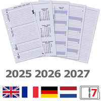 6216-25-26-27 170 x 95 mm Personal Agenda Planer Nachfüllpapier EN DE FR 2026 2027