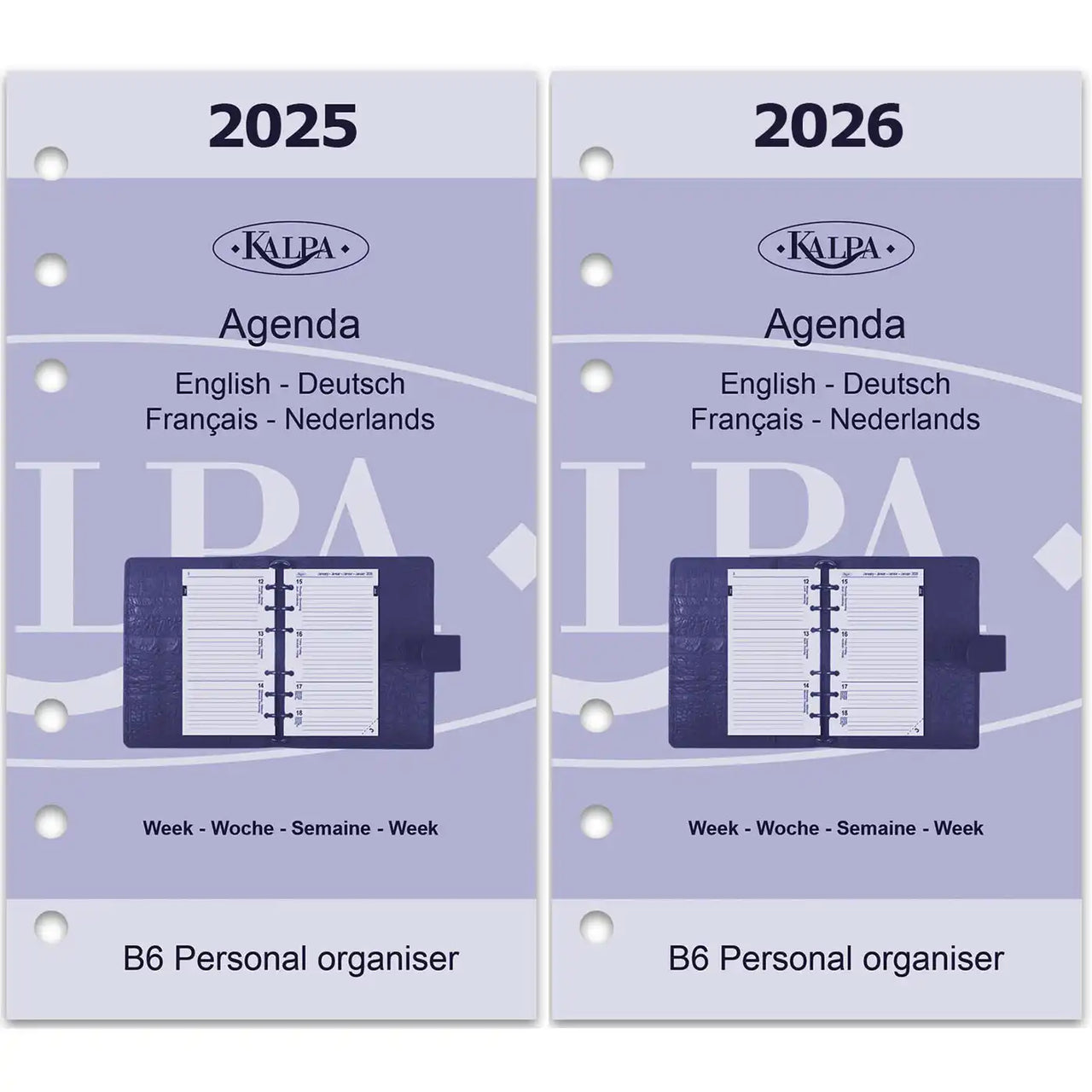 6216-25-26 170 x 95 mm Personal Ringbindemittel -Agenda Nachfüllungen EN FR DE NL 2026