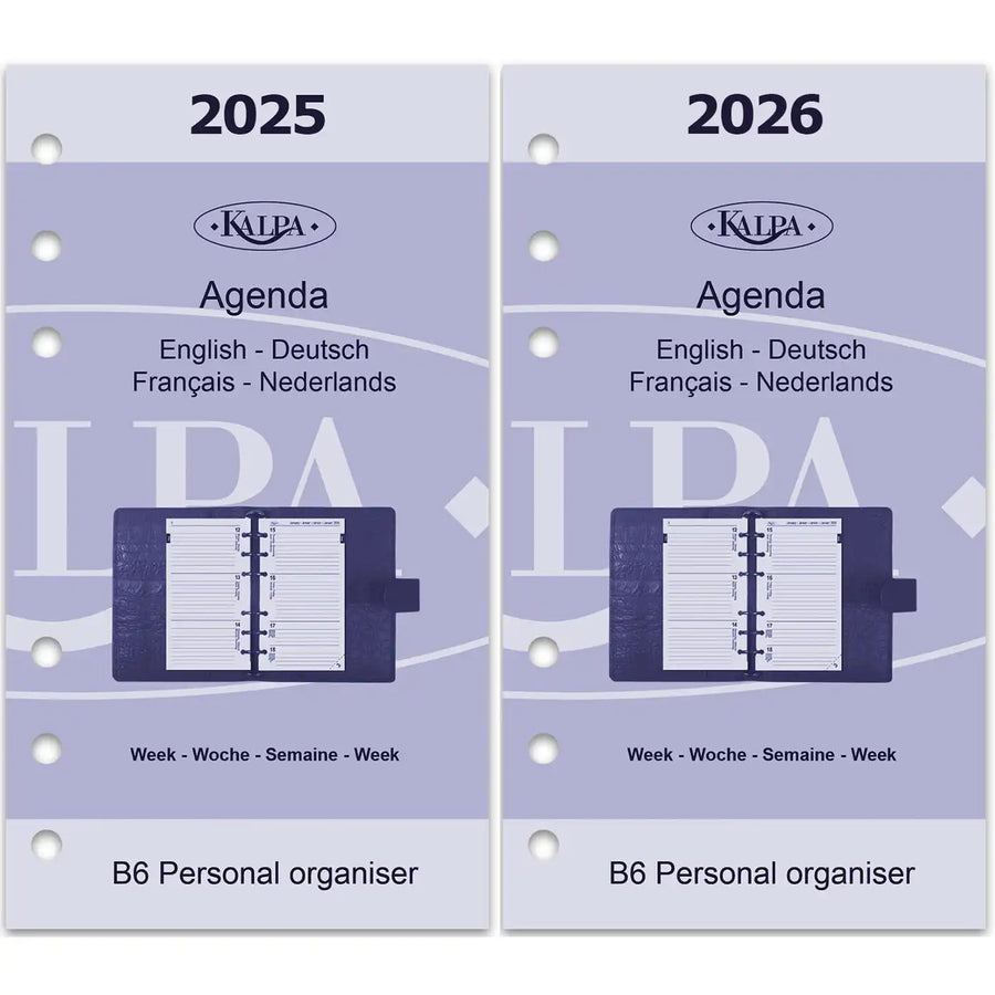 6216-25-26 170 x 95 mm Personal Ringbindemittel -Agenda Nachfüllungen EN FR DE NL 2026