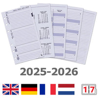 6216-25-26 170 x 95 mm Personal Ringbindemittel -Agenda Nachfüllungen EN FR DE NL 2026