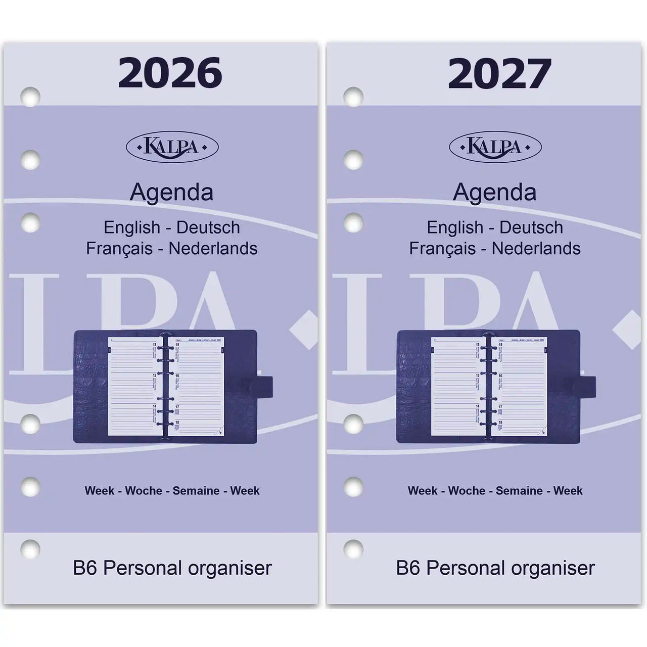 6216-26-27 170 x 95 mm Personal Redes de agenda de carpeta de anillo en fr de nl 2026 2027