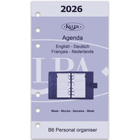 6216-26 170 x 95 mm Personal Ringbindemittel -Agenda -Einsätze EN FR DE NL 2026