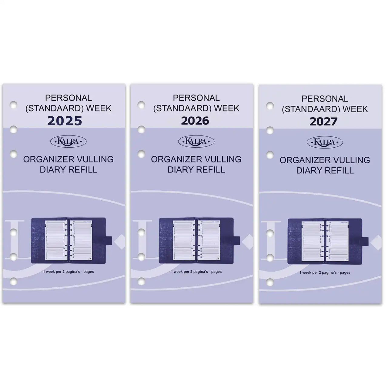 6217-25-26-27 170 x 95 mm Personal Agenda Organizer Nachfüllungen wöchentlich NL EN 2026 2027