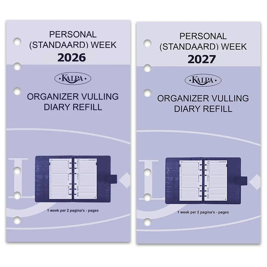 6217-26-27 170 x 95 mm Personal 6 Ringagenda Binder Nachfüllungen wöchentlich NL EN 2026 2027