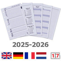 6236-25-26 125 x 80 mm Tasche Kalender Ersatzeinlagen Wöchentlich EN DE FR NL 2026