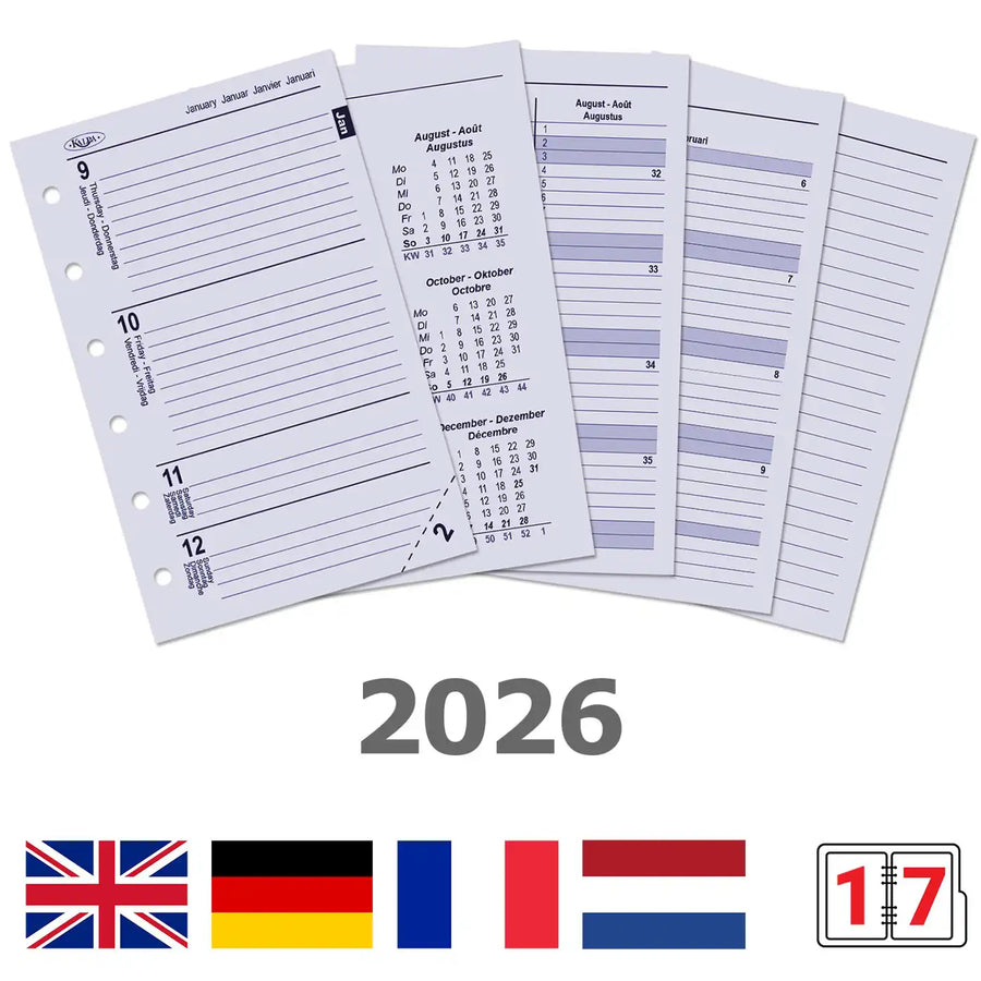 6236-26 125 x 80 mm Tasche Planer Nachfüllpack Wöchentlich DE EN FR NL 2026
