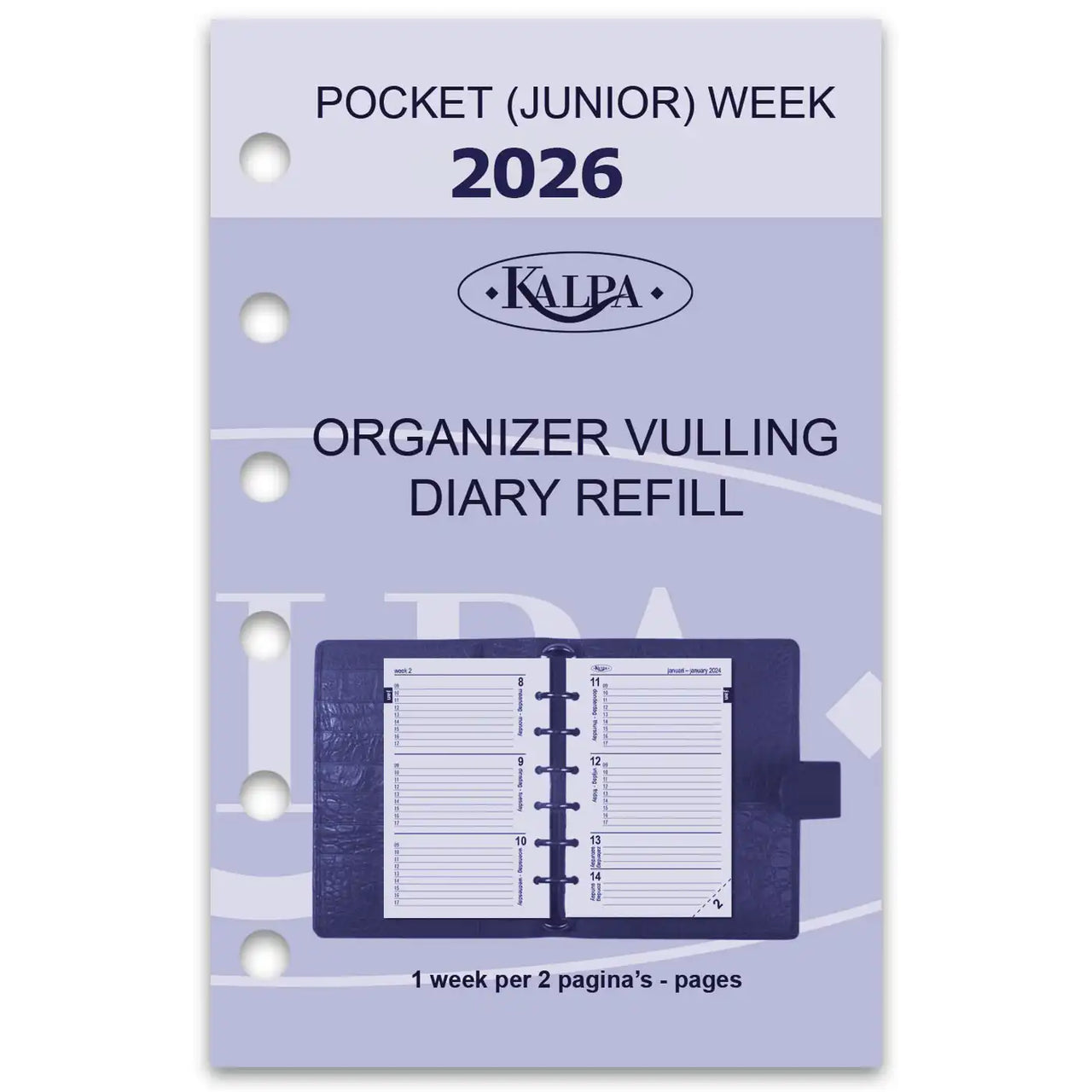 6237-26 125 x 80 mm Tasche Planer Agenda Nachfüllpapier Wöchentlich NL EN 2026