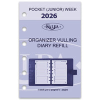 6237-26 125 x 80 mm Tasche Planer Agenda Nachfüllpapier Wöchentlich NL EN 2026