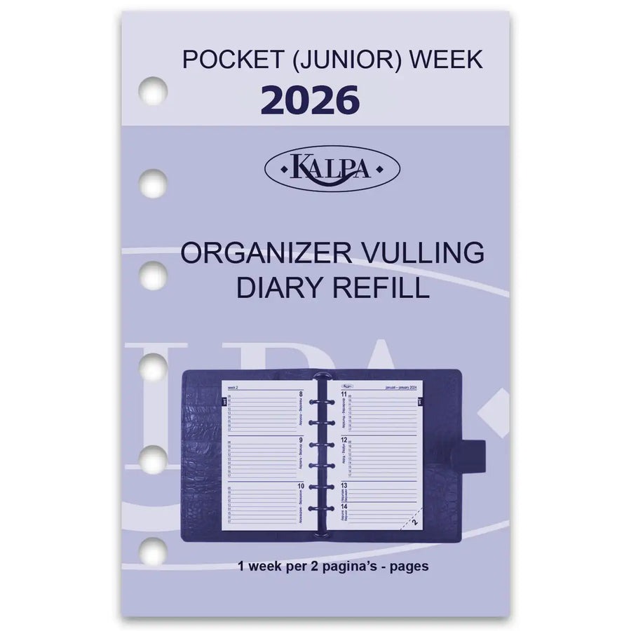 6237-26 125 x 80 mm Tasche Planer Agenda Nachfüllpapier Wöchentlich NL EN 2026