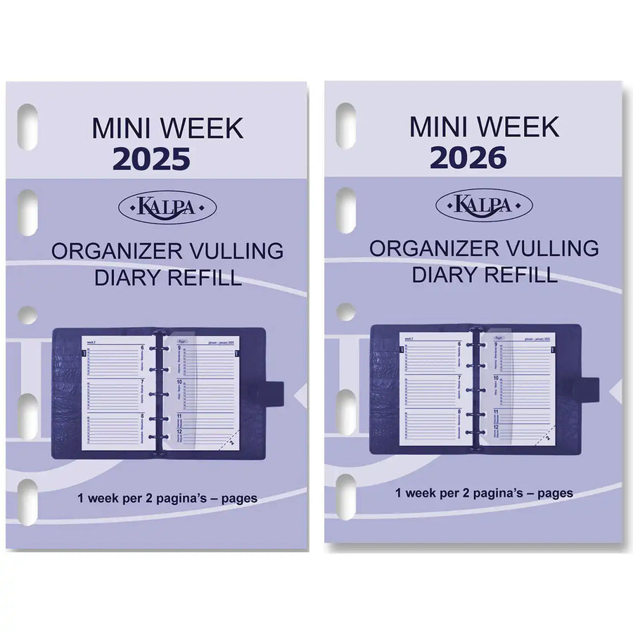 6247-25-26 104 x 68 mm Mini Agenda Organizer Nachfüllwoche NL EN 2026