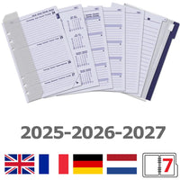 6306-25-26-27 210 x 144 mm A5 6 ringagenda -inzetstukken 1 Week per 2 Paginas Jaardoos DE FR NL 2026 2027