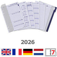 6306-26 210 x 144 mm A5 6 ringdagboek Vulling 1 Week per 2 Paginas Jaardoos EN DE FR NL 2026