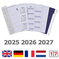 6316-25-26-27 170 x 95 mm Personal 6 Ringagenda Organizer Nachfüllungen komplettes Set wöchentlich EN DE FR 2026 2027