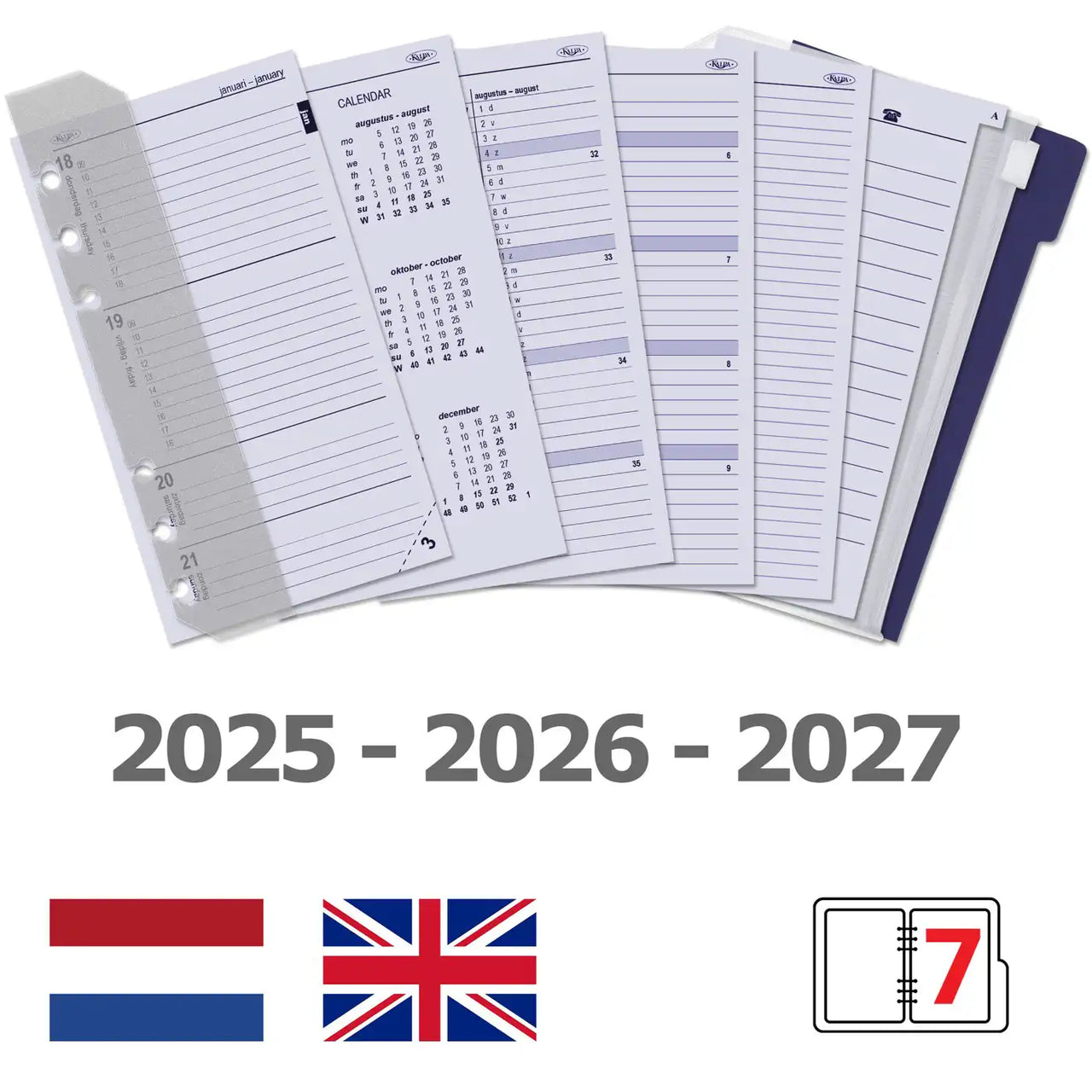 1111-02 Nachfüllbar Personal Ringbuch Organizer Haselnussbraun