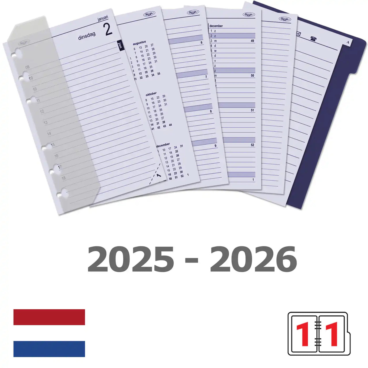 6321-25-26 150 x 95 mm Senior Agenda -Planer fügt täglich ein NL Vollständiger Satz 2026