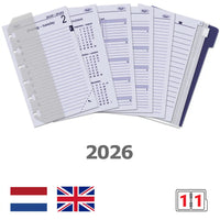 6331-26 125 x 80 mm 6 Ringagenda Organizer Einsätze täglich komplettes Set NL EN 2026