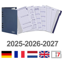 6406-25-26-27 210 x 144 mm A5 Binder nachfüllt wöchentlich EN DE FR NL (Ein bisschen Rost auf dem Ringbinder!) + Speicherordner 2026 2027