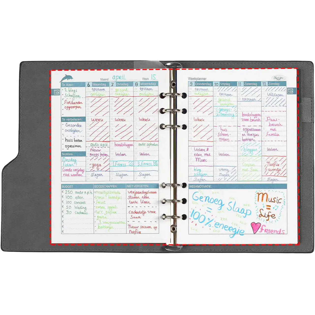 6607-00 210 x 144 mm Motiveer planner Dolphin A5 losse bladeren