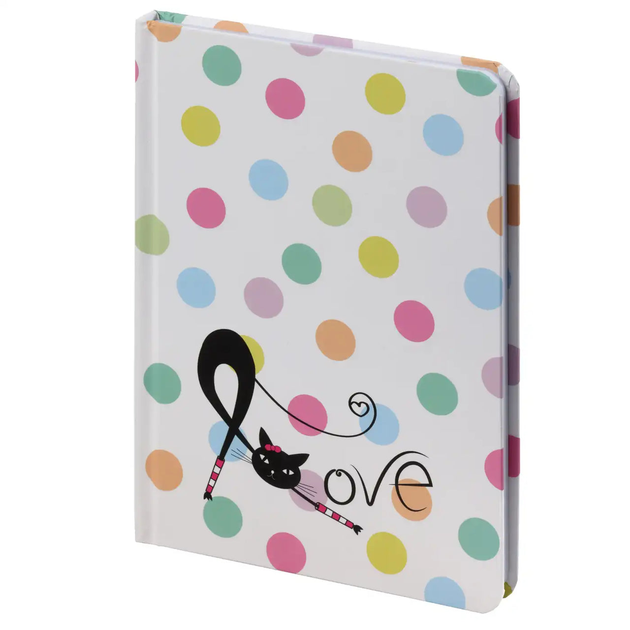 BV474-2 White A5 Notebook Cat and Colorful Dots
