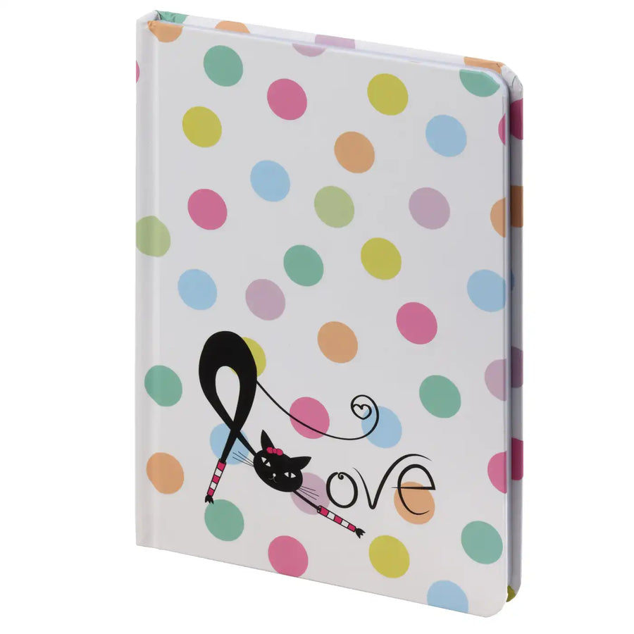 BV474-2 White A5 Notebook Cat and Colorful Dots
