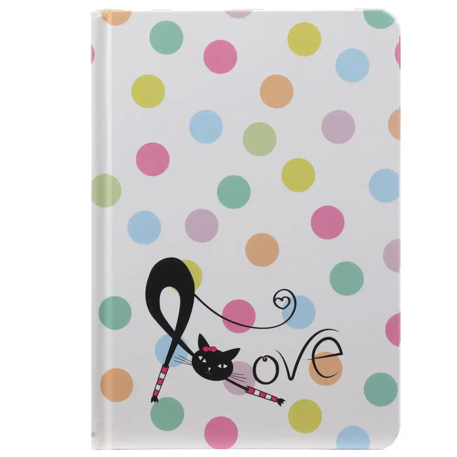 BV474-2 White A5 Notebook Cat and Colorful Dots