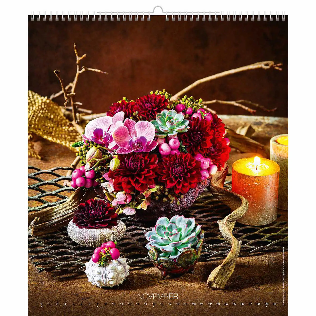 Romantischer Blumenarrangement Kalender A2 2026+