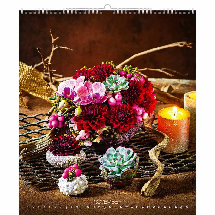 Romantischer Blumenarrangement Kalender A2 2026+