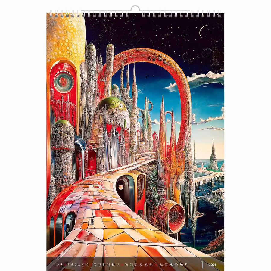 Surrealistische kunstwereld kalender B3 Size 2026+