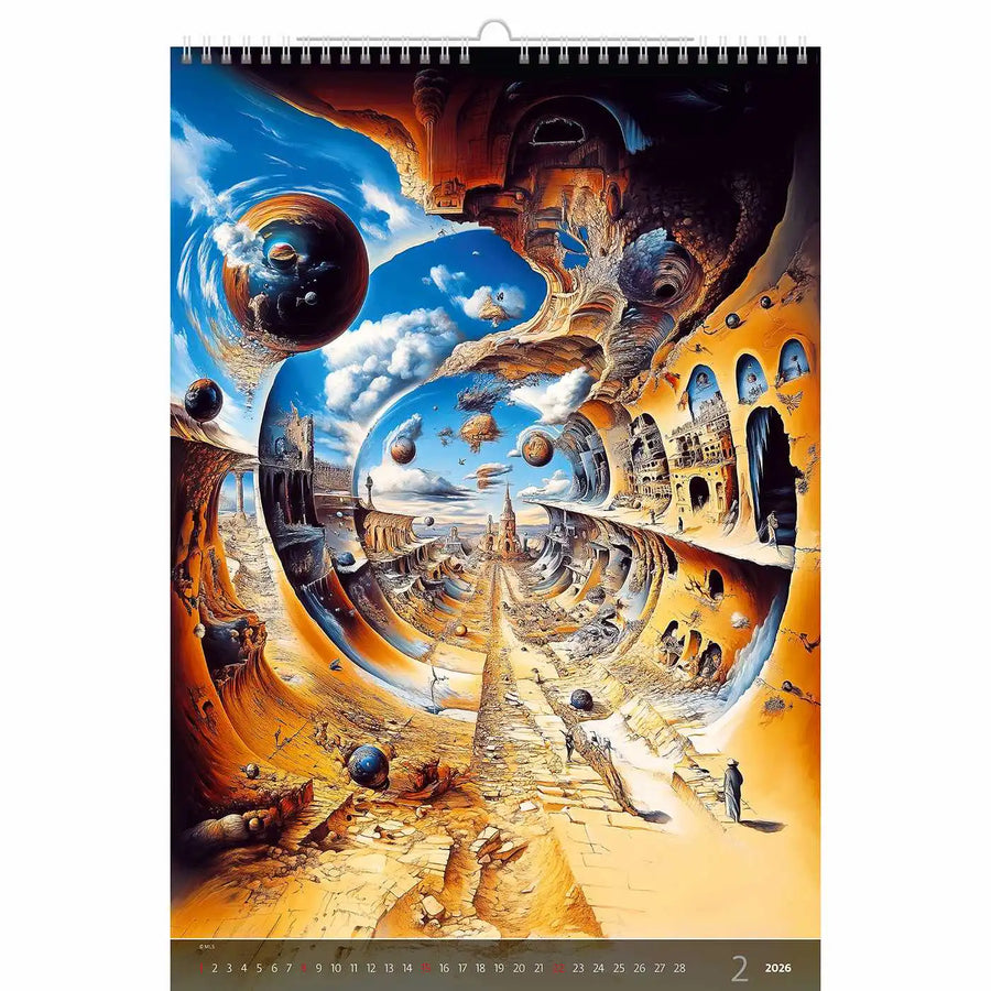 Surrealistische kunstwereld kalender B3 Size 2026+