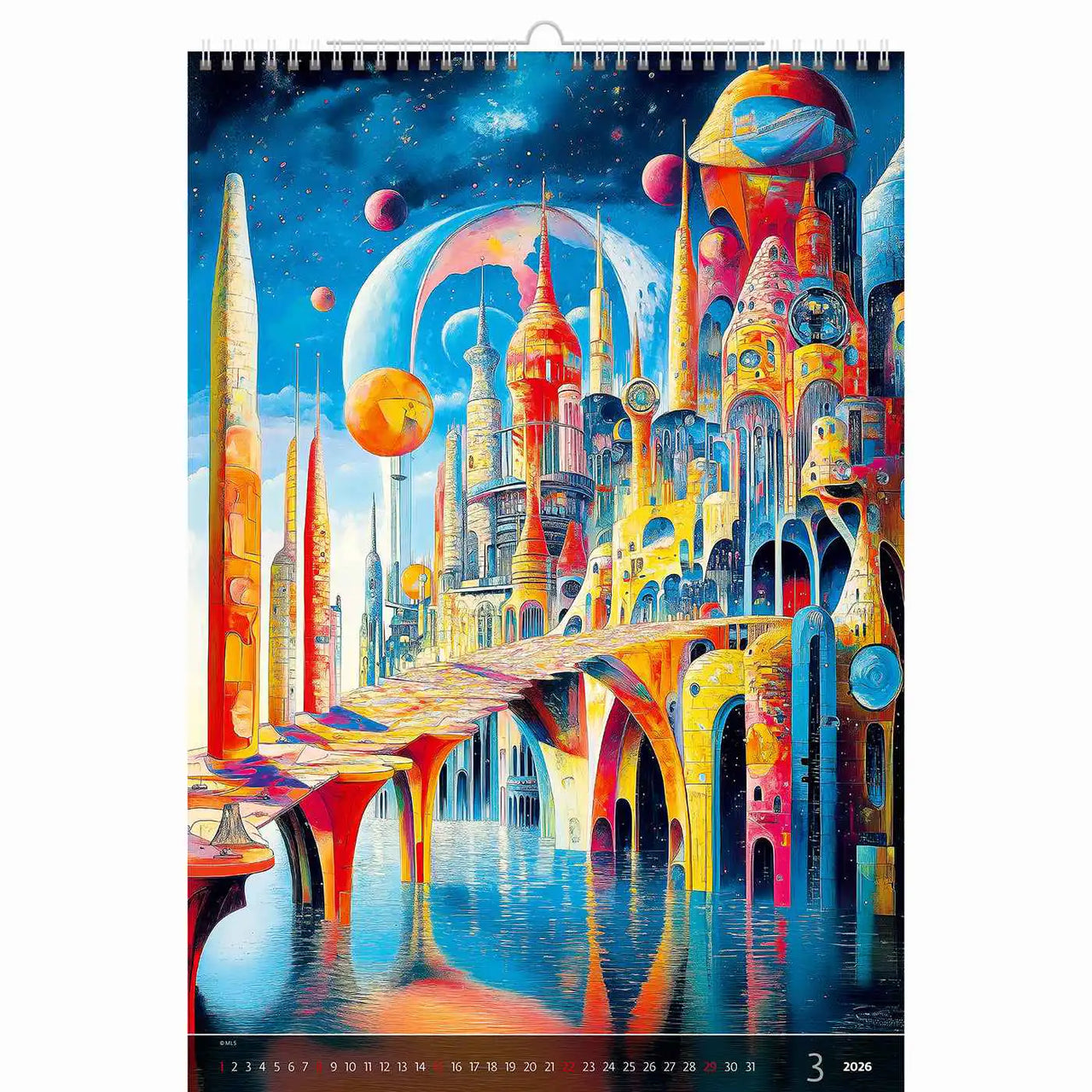 Surrealistische kunstwereld kalender B3 Size 2026+